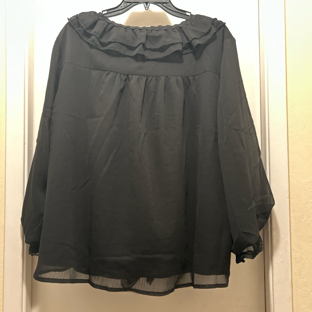 Commense Black Ruffled Blouse - Picture 3 of 3